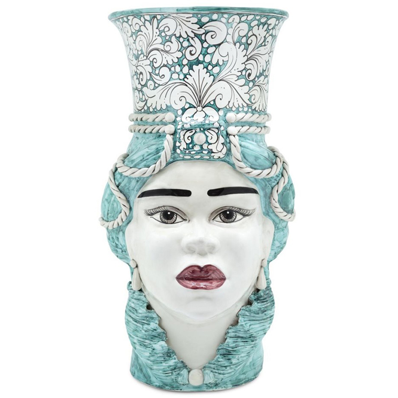 Ваза Vase Moro Lady Giant Ornate Malachite Бирюзовый Белый в Ульяновске | Loft Concept 