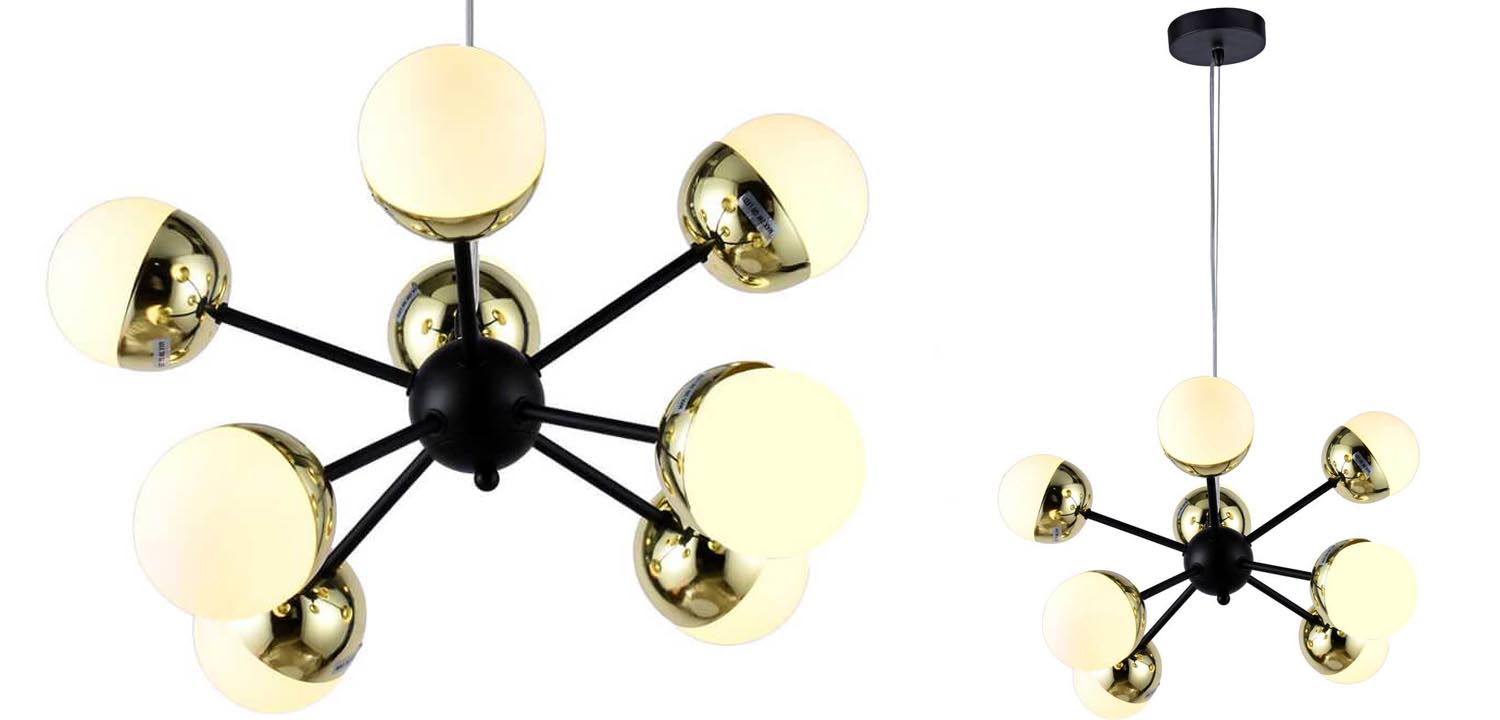 Люстра Sputnik White and Gold Globe Chandelier 8 - фото
