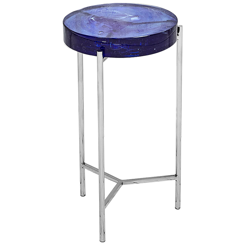 Приставной стол Blue Lollipop Side Table Синий Никель в Ульяновске | Loft Concept 