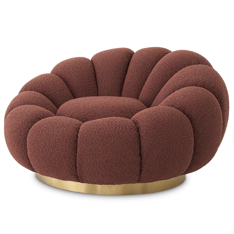 Кресло Eichholtz Swivel Chair Mello Boucle Rouge Бургундский красный Латунь в Ульяновске | Loft Concept 