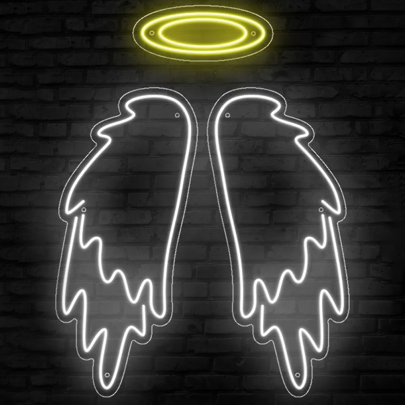 Неоновая настенная лампа White Wings Neon Wall Lamp Прозрачный Белый Желтый в Ульяновске | Loft Concept 