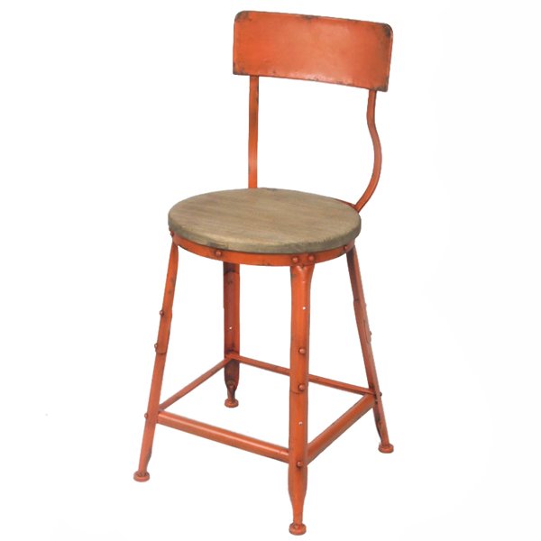 Барный стул Industrial Barstool Vintage Orange Оранжевый Коричневый в Ульяновске | Loft Concept 