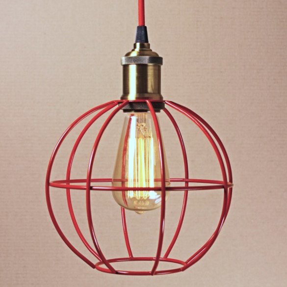 Подвесной светильник Wire Cage Pendant Ball Red Красный в Ульяновске | Loft Concept 