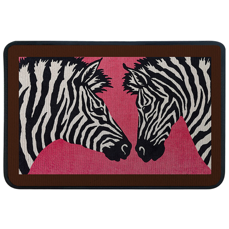 Ковер для прихожей и ванной Hermes Zebra Twins Rug Розовый Черно-белый в Ульяновске | Loft Concept 