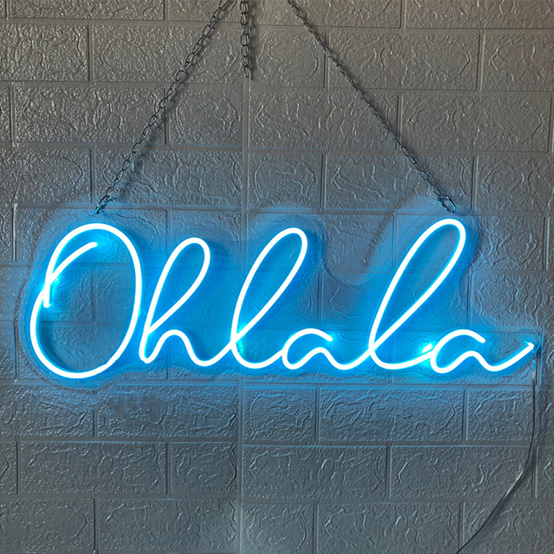 Неоновая настенная лампа Oh La La Neon Wall Lamp Синий Прозрачный Синий в Ульяновске | Loft Concept 