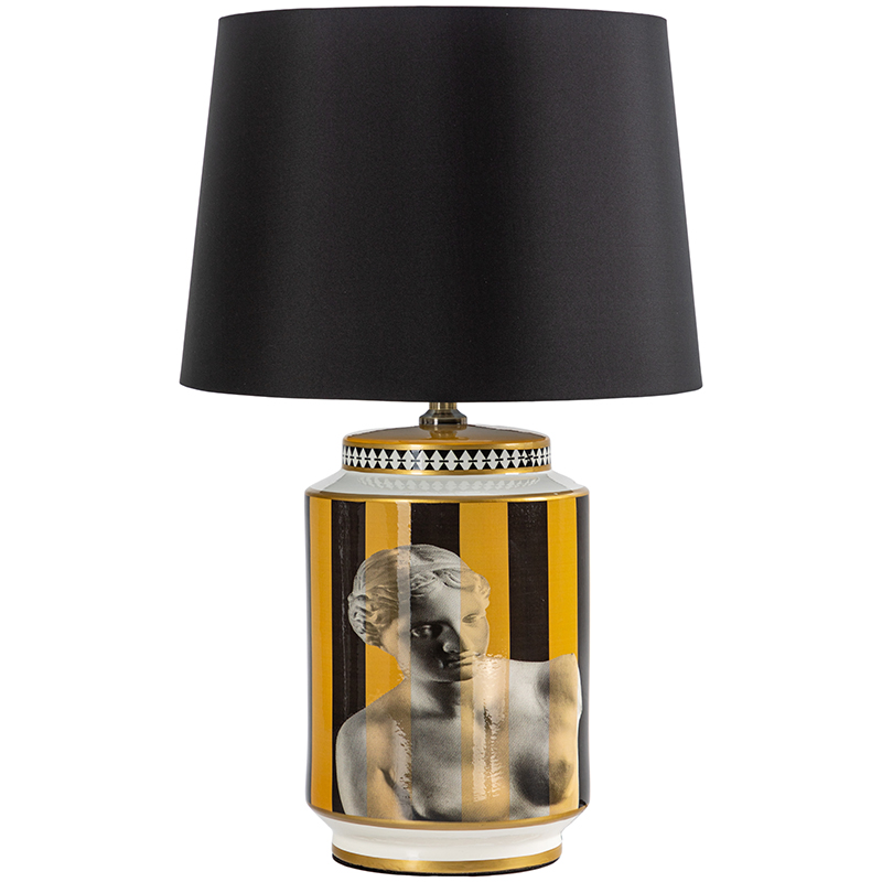 Настольная лампа Venus Yellow Black Lampshade Желтый Черный Черно-белый Золотой в Ульяновске | Loft Concept 