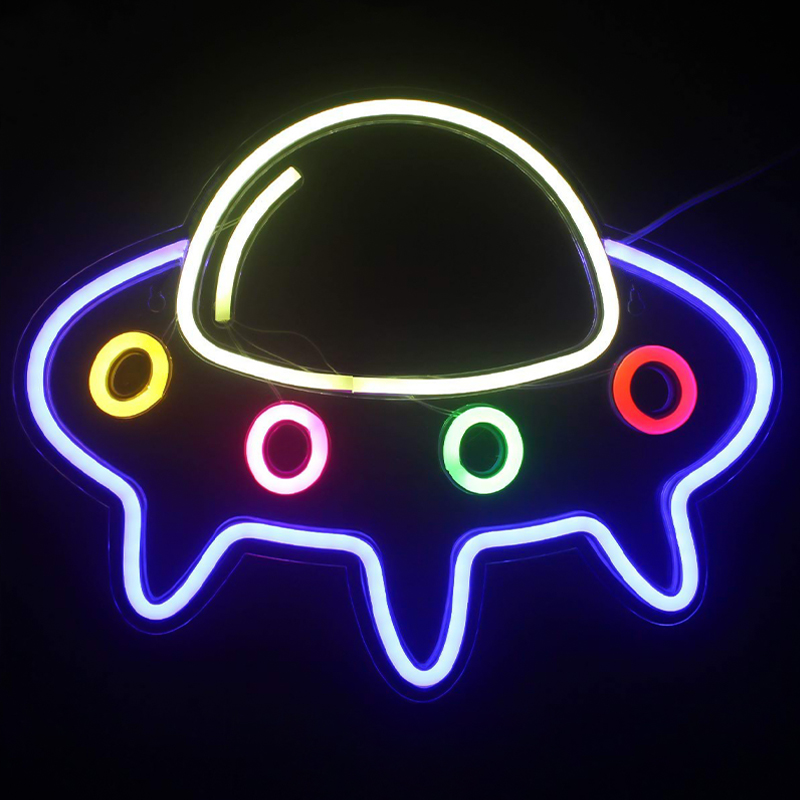 Неоновая настенная лампа Small Spaceship Neon Wall Lamp Мульти в Ульяновске | Loft Concept 