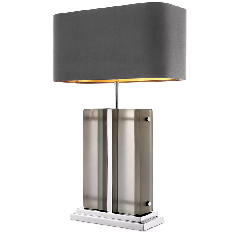 Настольная лампа Eichholtz Table Lamp Solana Nickel Серый Никель Стекло Смок в Ульяновске | Loft Concept 