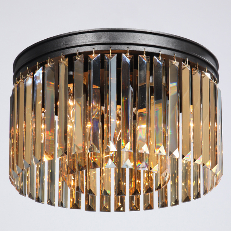 Потолочный светильник ODEON Amber GLASS Prism Round 2-TIER 40 см Черный в Ульяновске | Loft Concept 