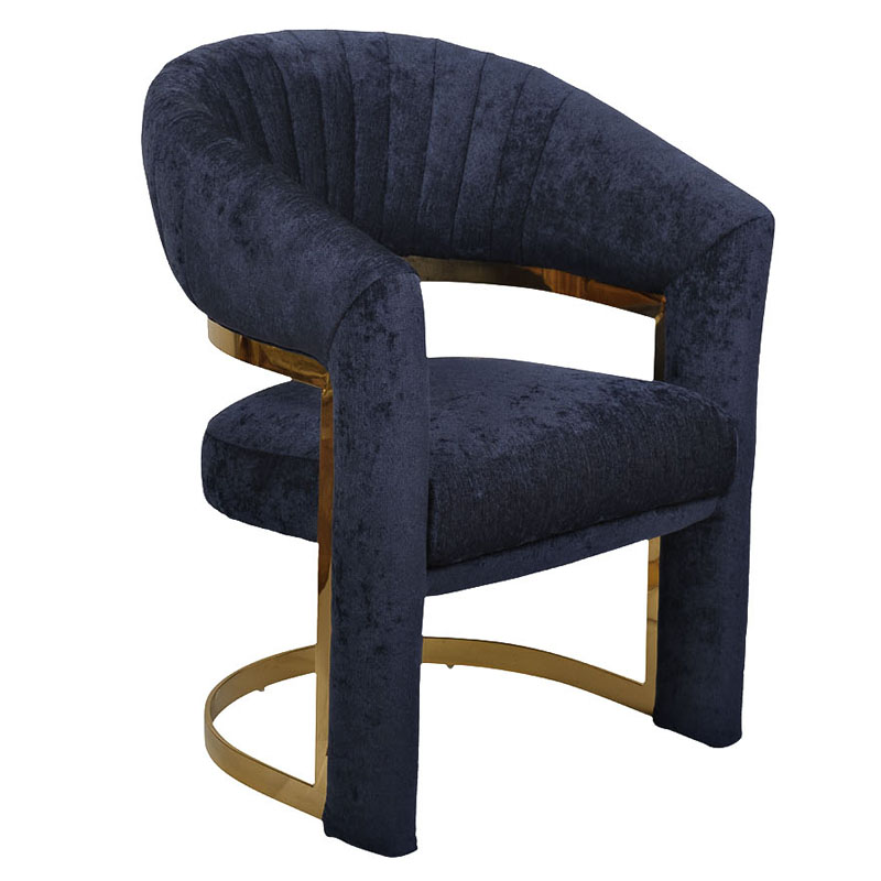 Полукресло Valbonne Chair blue velour Синий Глянцевое золото в Ульяновске | Loft Concept 