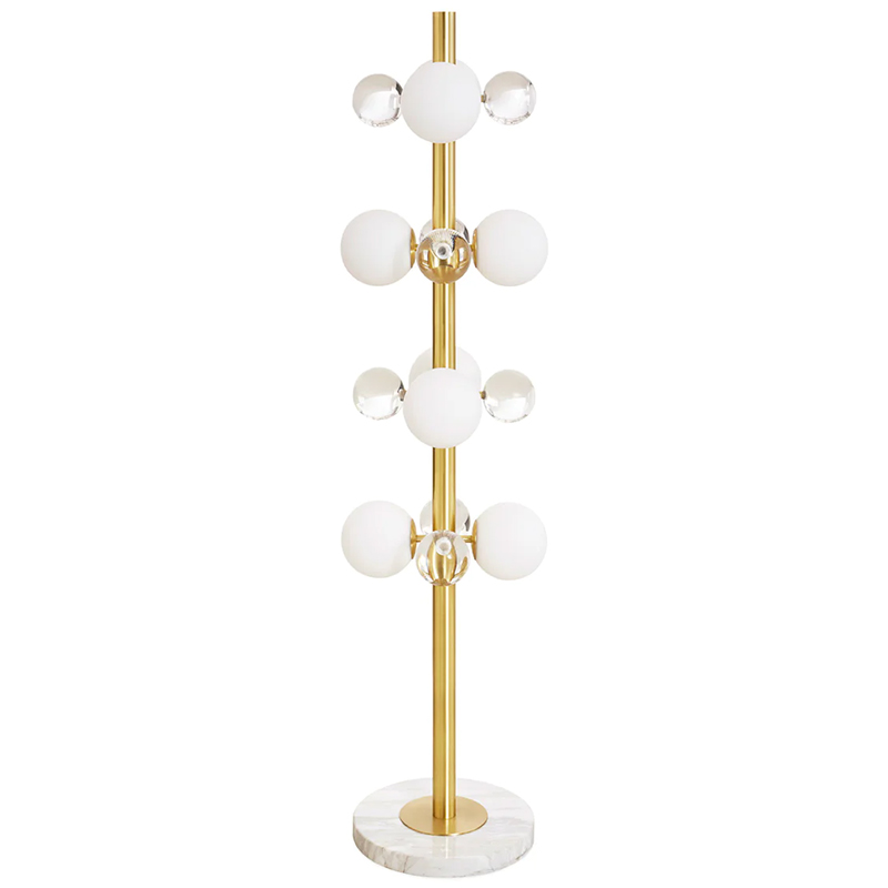 Торшер GLOBO FLOOR LAMP-BRASS Jonathan Adler Золотой Прозрачное Стекло Белый в Ульяновске | Loft Concept 