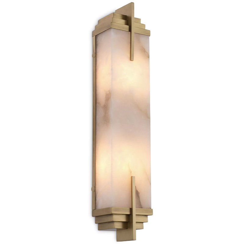 Бра Eichholtz Wall Lamp Harman Brass Латунь Бежевый Белый Мрамор Bianco в Ульяновске | Loft Concept 