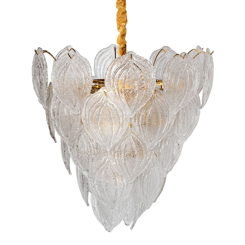 Люстра Textured Glass Chandelier Petal 10 Глянцевое золото в Ульяновске | Loft Concept 