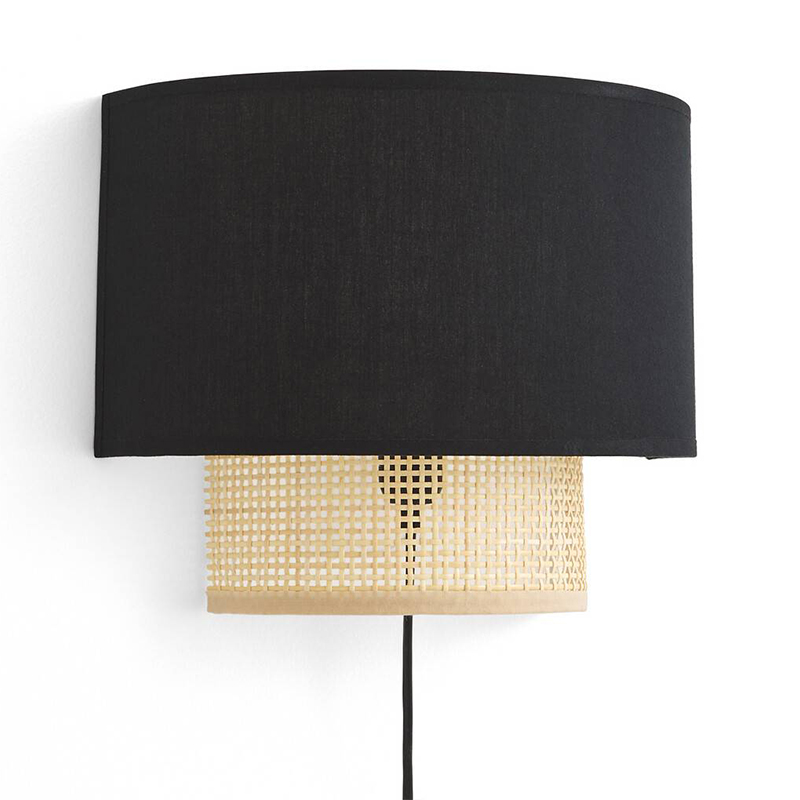 Бра Ottar Wicker Black lampshade Бежевый Черный в Ульяновске | Loft Concept 