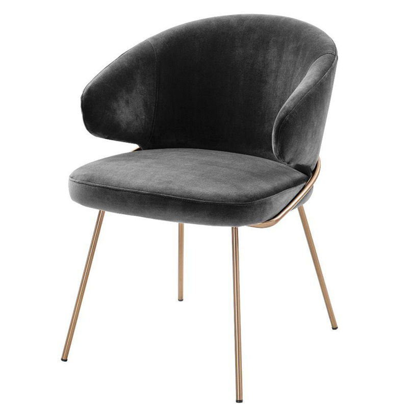 Стул Eichholtz Dining Chair Kinley dark grey Серый Латунь в Ульяновске | Loft Concept 