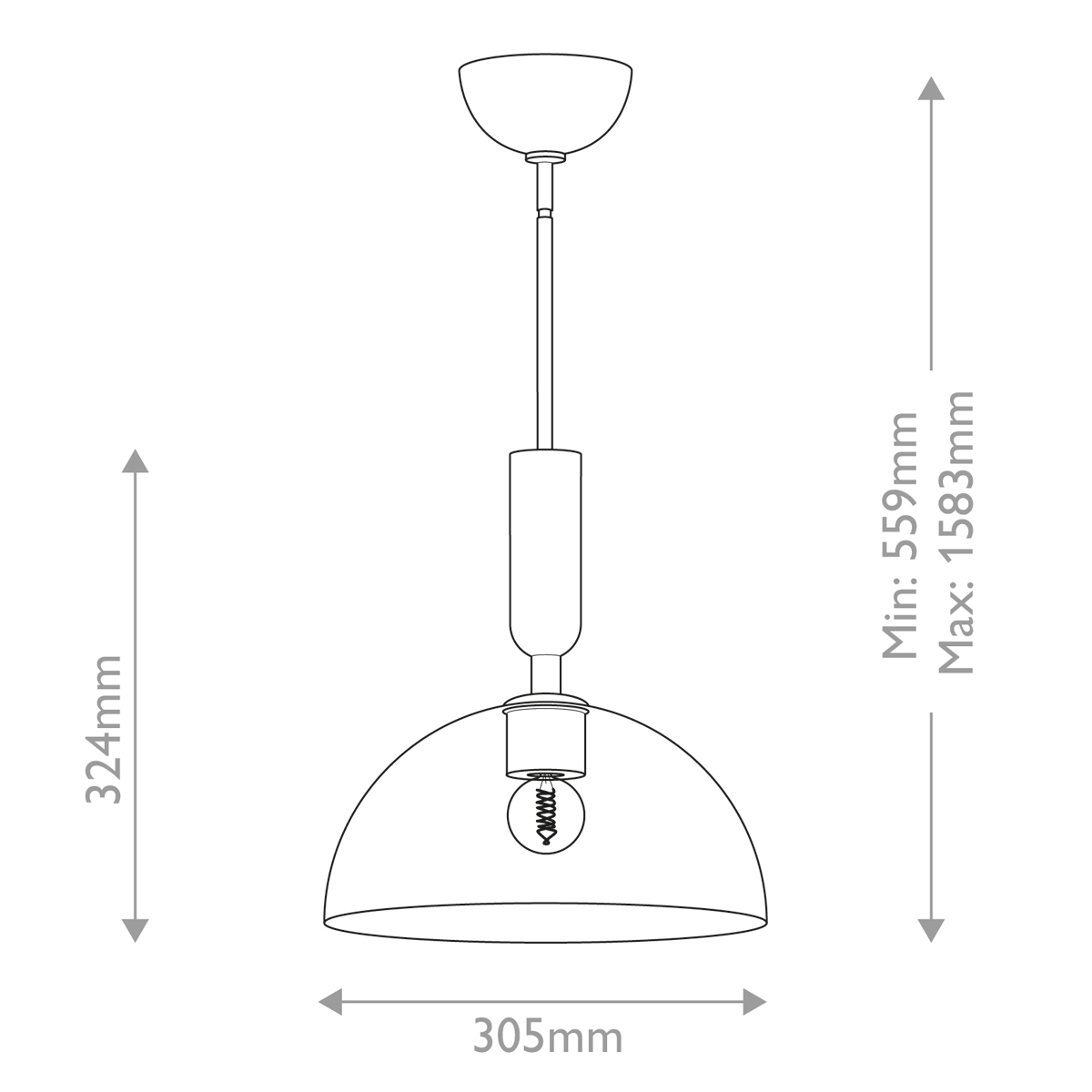 Подвесной светильник с прозрачным полусферическим стеклянным плафоном Alora Mood  в Ульяновске