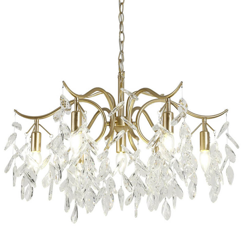 Люстра Hanging Crystal Leaves Chandelier 71 матовое золото Прозрачный (Transparent) в Ульяновске | Loft Concept 