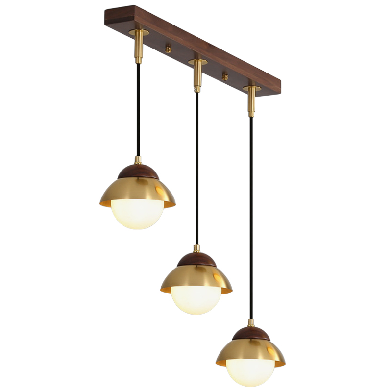 Линейный светильник Roch Linear Pendant Wooden Eco Light Белый Коричневый Латунь в Ульяновске | Loft Concept 