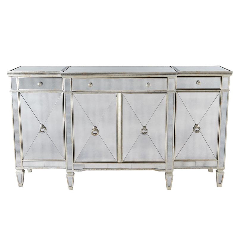 Комод зеркальный Celso Mirrored Chest of drawers 3 ящика и 4 дверцы Зеркало в Ульяновске | Loft Concept 