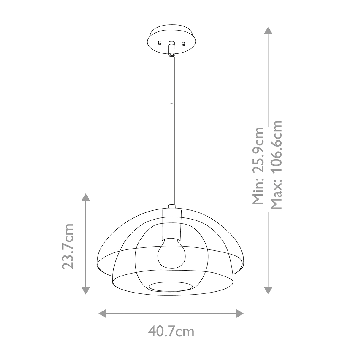 Подвесной светильник с прозрачным двойным стеклянным плафоном в форме купола и внутренней сферой Hinkley в Ульяновске