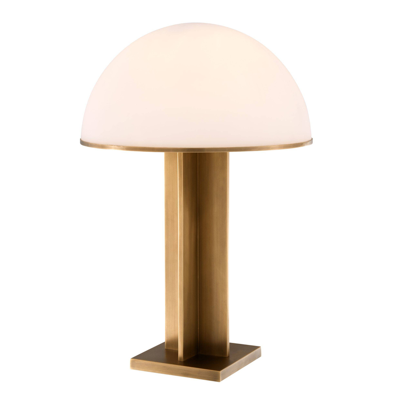 Настольная лампа Eichholtz Table Lamp Berkley Латунь Античная полированная Белое матовое стекло в Ульяновске | Loft Concept 