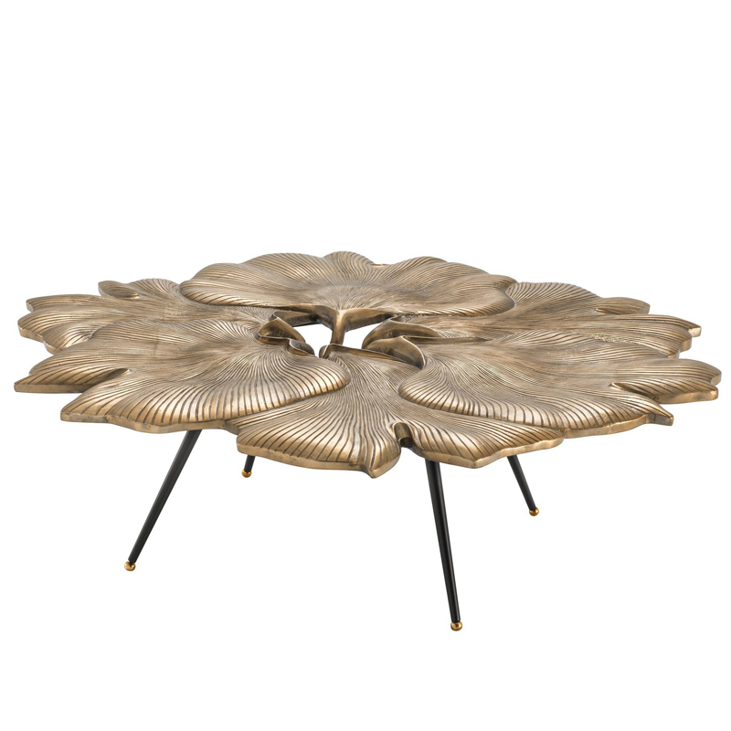 Кофейный стол Eichholtz Coffee Table Ginkgo Латунь Античная полированная Черный в Ульяновске | Loft Concept 