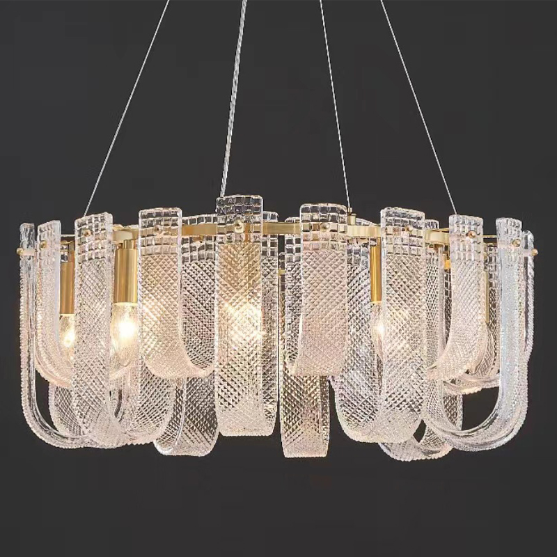 Люстра Prudence Textured Glass Chandelier Золотой Прозрачное Стекло в Ульяновске | Loft Concept 