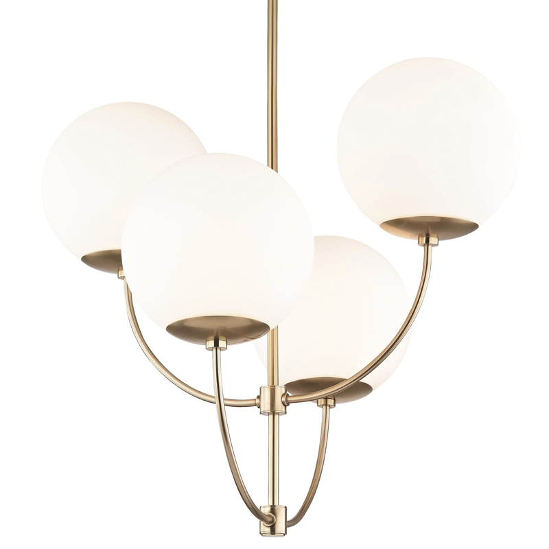 Люстра Breasal White Matte Balls Chandelier Brass Латунь Белое матовое стекло в Ульяновске | Loft Concept 