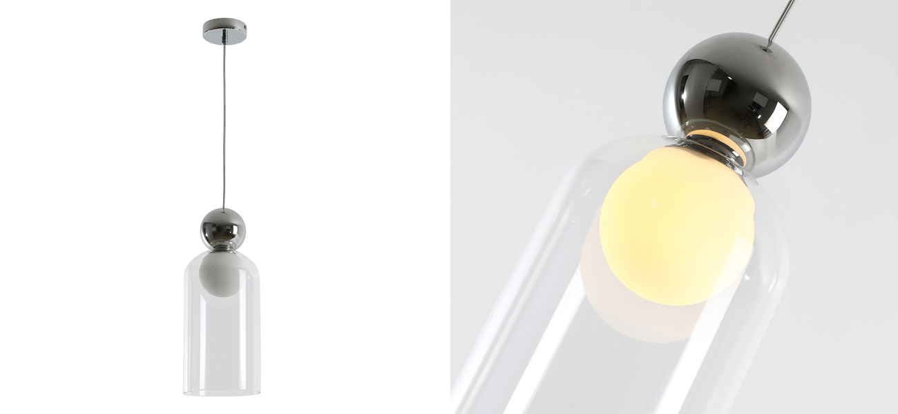 Подвесной светильник с двойным плафоном Flasky Chrome - фото №1