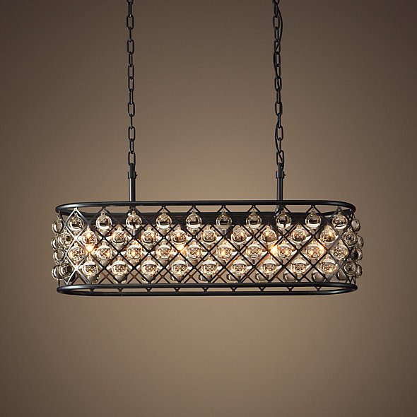 Люстра RH Spencer Rectangular Chandelier 80 Черный в Ульяновске | Loft Concept 