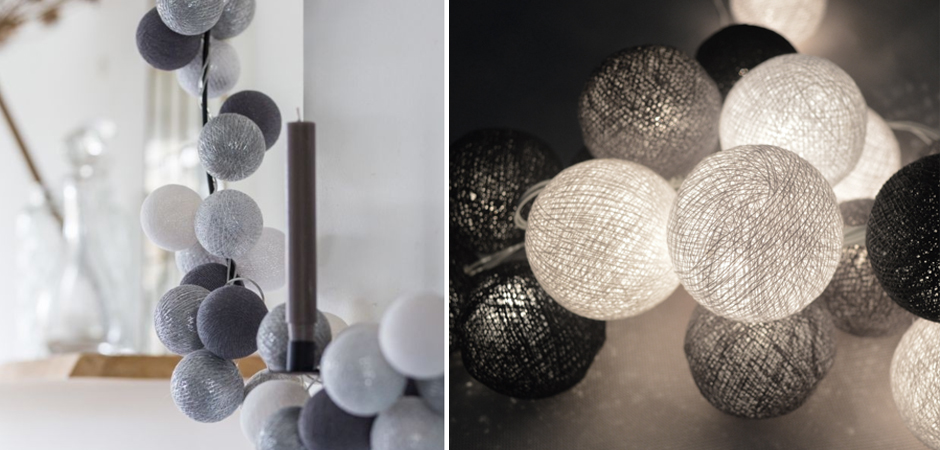 Гирлянда хлопковые фонарики Сotton Ball Silver Mix - Loft-Concept в Ульяновске