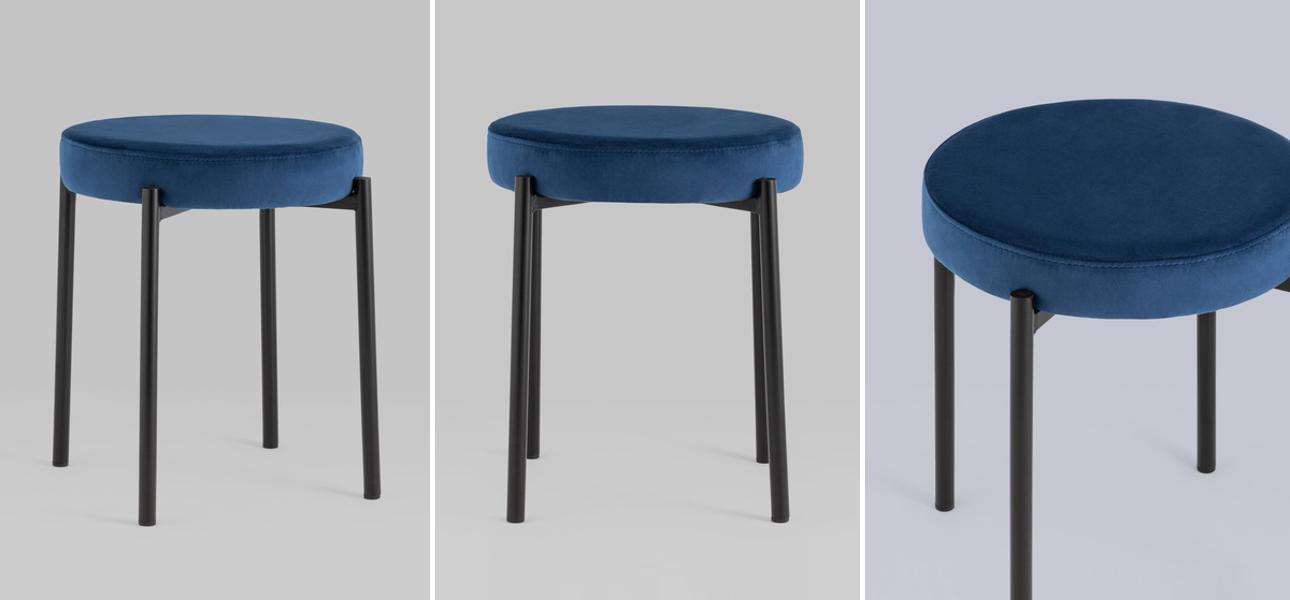 Табурет Rio Синий Велюр - фото