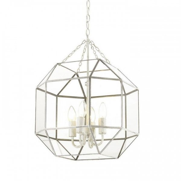 Подвесной светильник Glass & Metal Cage Pendant White 4 Белый в Ульяновске | Loft Concept 