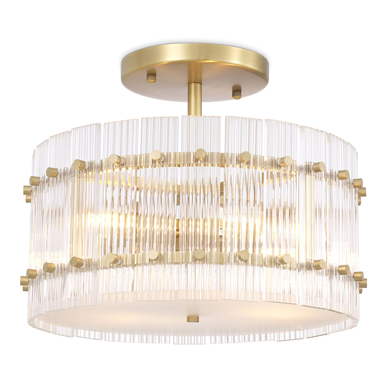 Потолочный светильник Eichholtz Ceiling Lamp Ruby Round Brass Латунь Прозрачное Стекло в Ульяновске | Loft Concept 