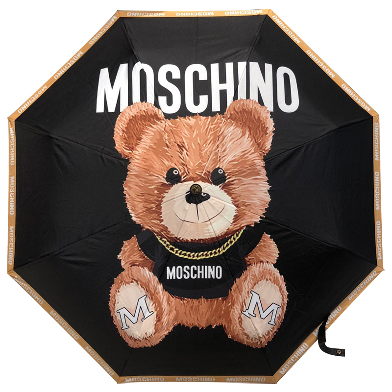 Зонт раскладной MOSCHINO дизайн 005 Черный цвет Черный Коричневый в Ульяновске | Loft Concept 