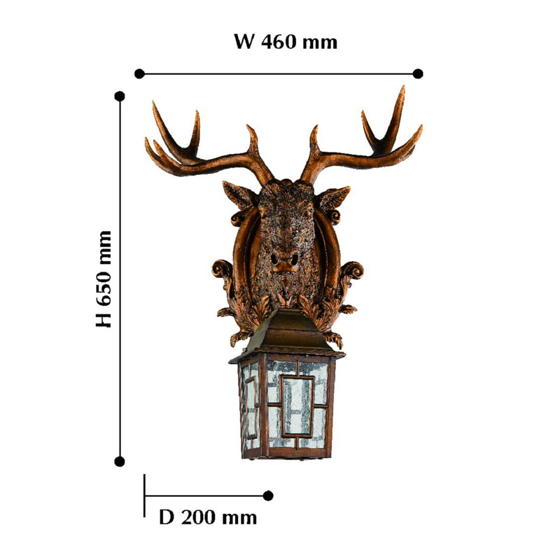 Коричневый уличный светильник с головой лося ANIMAL LANTERN в Ульяновске