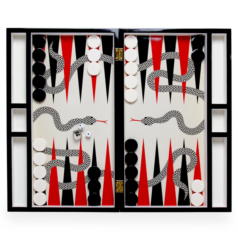 Нарды  EDEN BACKGAMMON SET Jonathan Adler Красный Черный ivory ( слоновая кость ) в Ульяновске | Loft Concept 