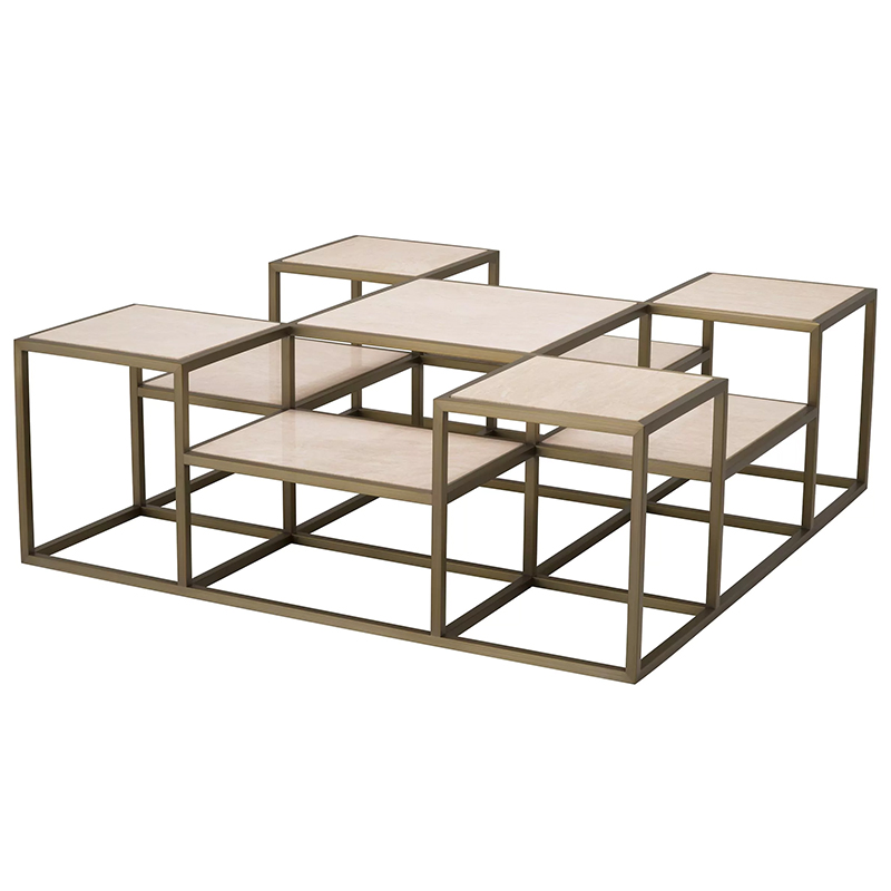 Кофейный стол Eichholtz Coffee Table Smythson Песочный Латунь в Ульяновске | Loft Concept 