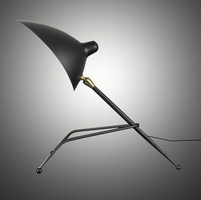 Настольная лампа Serge Mouille Tripod Desk Lamp Черный в Ульяновске | Loft Concept 