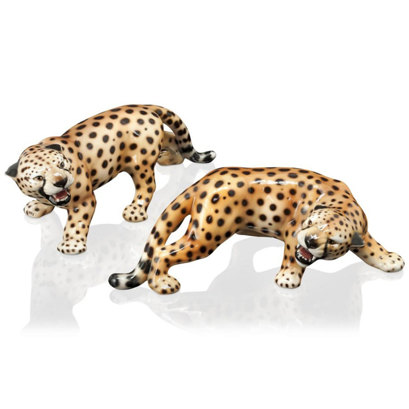 Статуэтки Abhika Cheetah Set 2 Pcs Коричневый Черный в Ульяновске | Loft Concept 