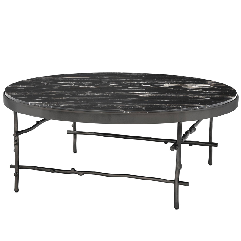 Кофейный стол Eichholtz Coffee Table Tomasso round Черный Мрамор Nero Темная бронза в Ульяновске | Loft Concept 