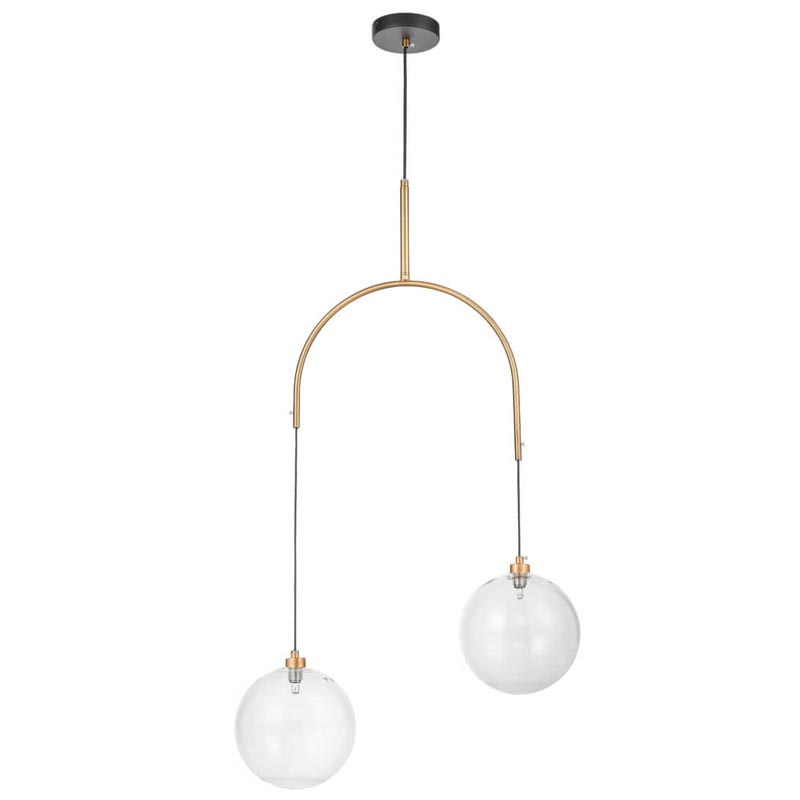 Люстра Two Hanging Ball Chandelier Золотой Прозрачный Черный в Ульяновске | Loft Concept 