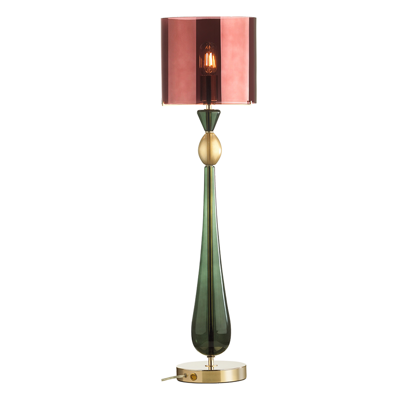 Настольная лампа Roser Burgundy Green Table Lamp Бургундский красный Золотой Зеленый в Ульяновске | Loft Concept 