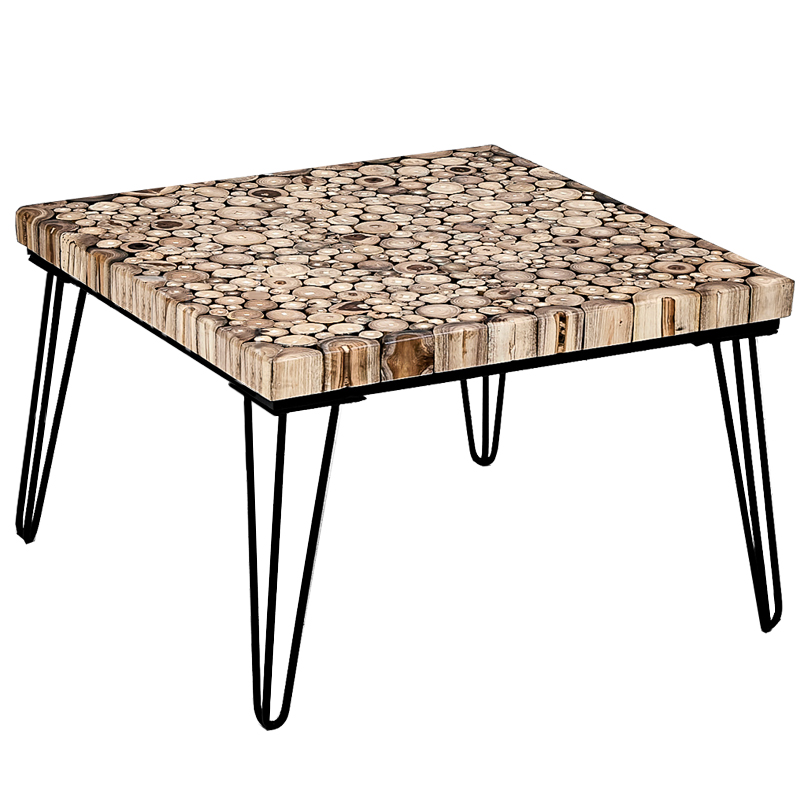 Кофейный стол Tree Cuts square coffee table Коричневый Черный в Ульяновске | Loft Concept 