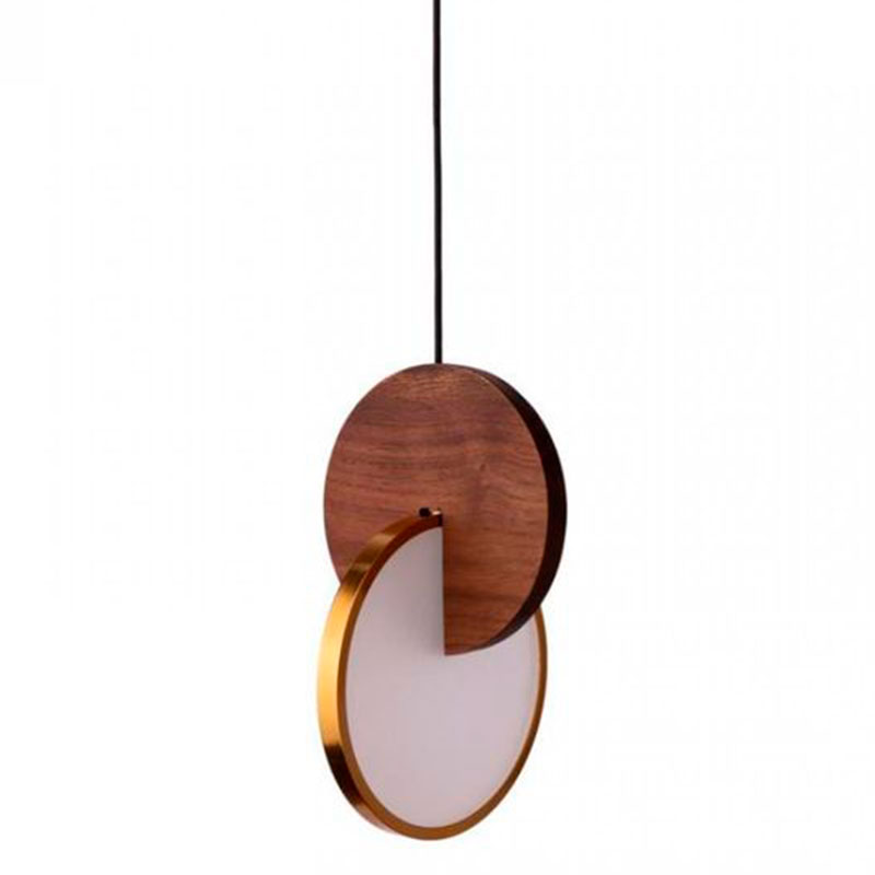 Подвесной светильник Eclipse Pendant Light Wood Золотой Белый Дерево Табак в Ульяновске | Loft Concept 