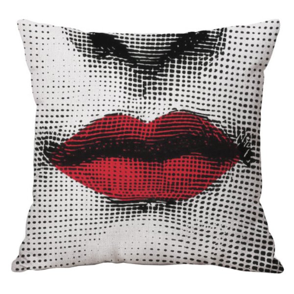 Декоративная подушка Fornasetti lips red Красный (Red) в Ульяновске | Loft Concept 