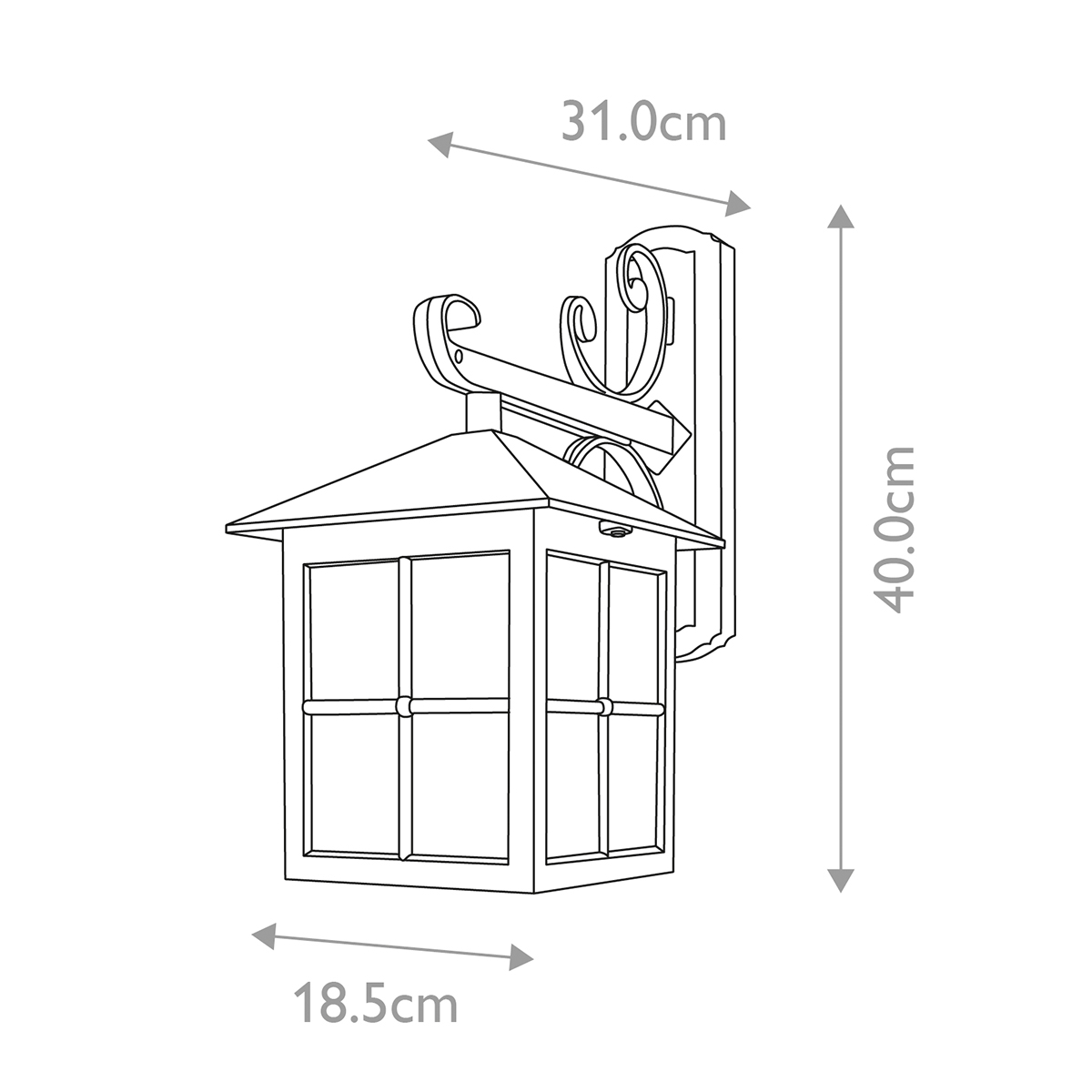 Настенный фонарь черного цвета в форме фонаря с решетчатым плафоном и фактурным стеклом Elstead Lighting в Ульяновске