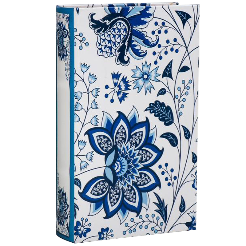 Шкатулка-книга с сейфом Fabulous Flowers Book Box Синий Белый в Ульяновске | Loft Concept 