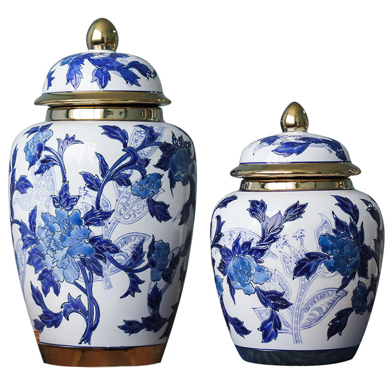 Вазы Porcelain Oriental Blue Ornament Vases Синий Белый Золотой в Ульяновске | Loft Concept 