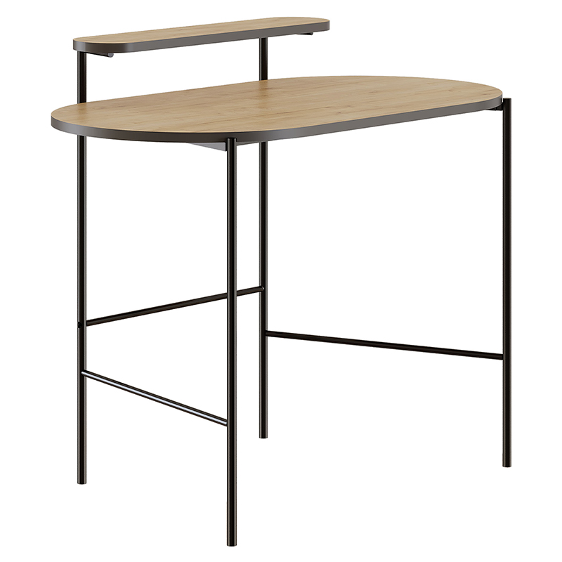 Стол письменный овальной формы с полкой LOUB WORKING TABLE BLACK OAK Древесина Черный в Ульяновске | Loft Concept 